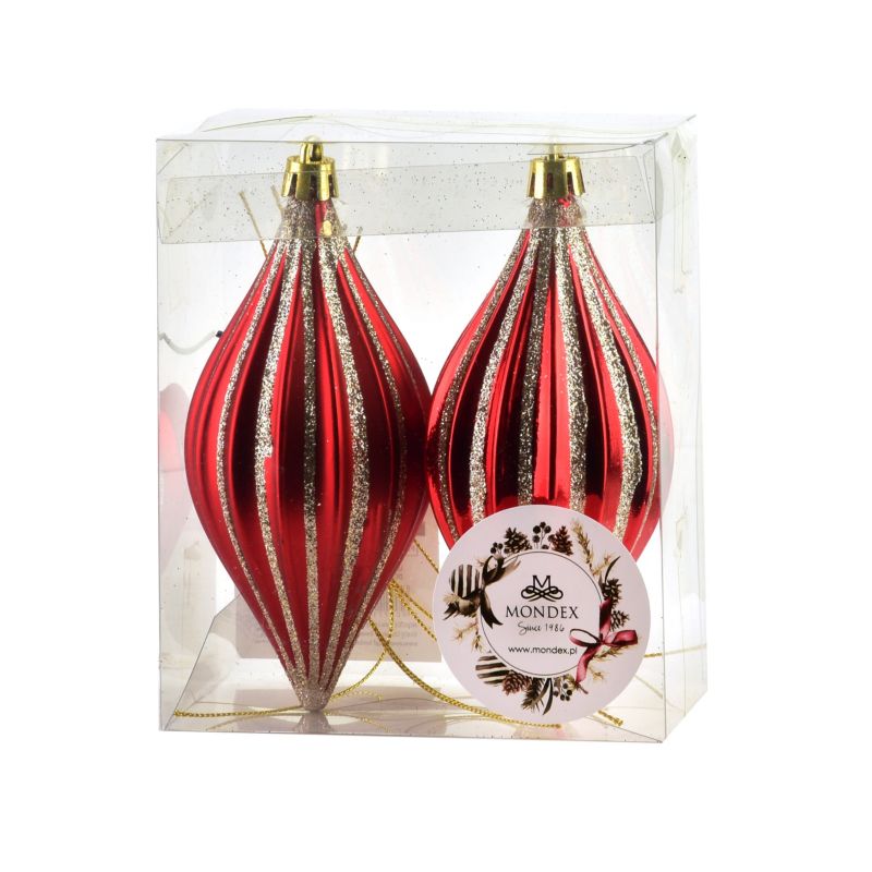 Komplet 2 bombek czerwonych SANTA LILA 5,5x13,5cm dekoracyjnych do choinki 1 szt.
