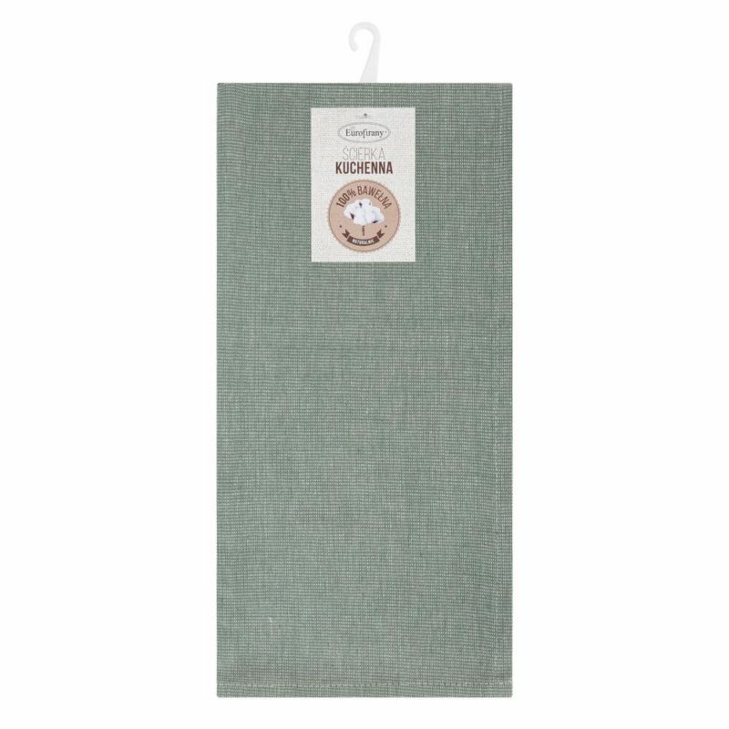 Komplet 2 ścierek KARIN Eurofirany 50 x 70 cm bawełniane zdobione w zielone pasy 1 kpl