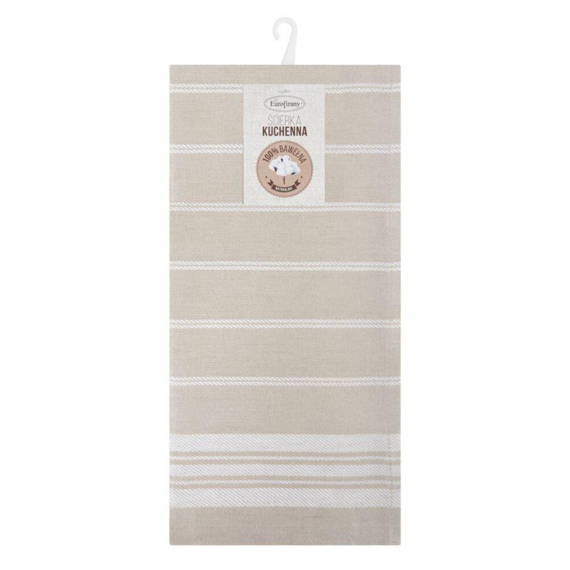 Komplet 2 ścierek RUBI Eurofirany 50 x 70 cm bawełniane beżowe pasy 1 kpl