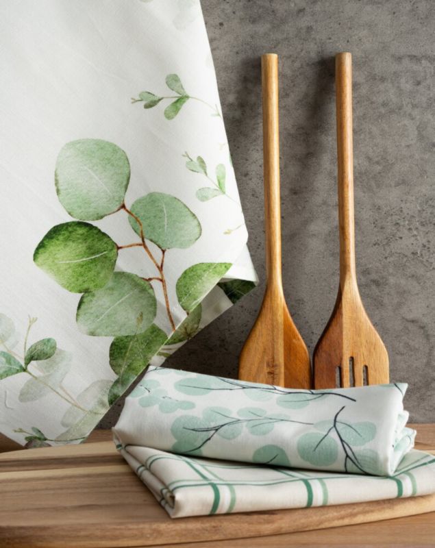Komplet 3 ścierek CLOVER Eurofirany 50 x 75 cm bawełniene z motywem roślinnym 1 kpl