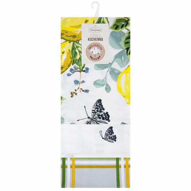 Komplet 3 ścierek LEMON Eurofirany 50 x 75 cm bawełniane z motywem cytryn 1 kpl