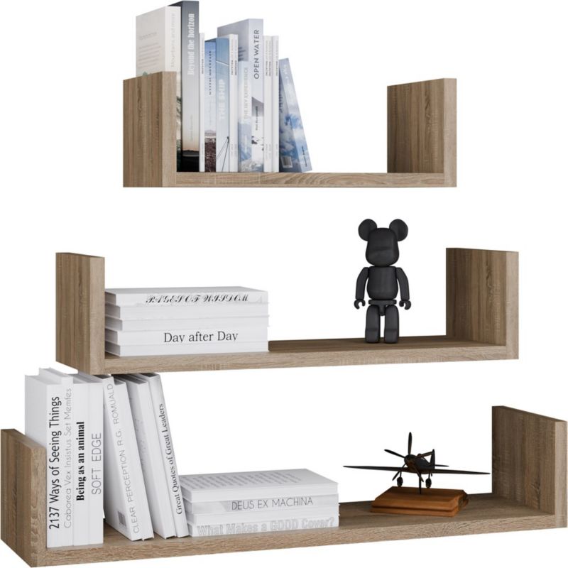 Komplet 3 x Półka Wisząca Topeshop Mobi 3P Ścienna Dąb Sonoma 20x80x14 cm 1 szt.