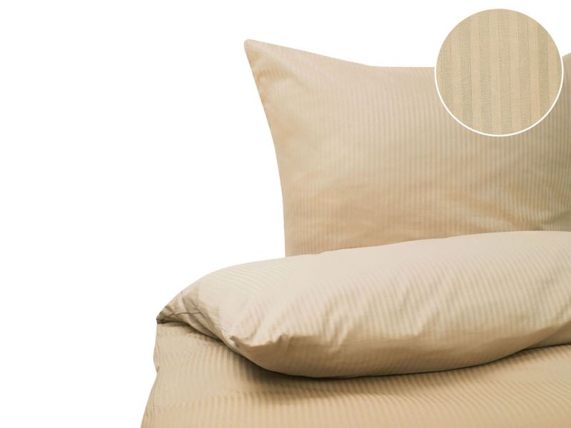 Komplet pościeli W paski Avondale 240x220 cm Bawełna satynowa Beżowy 1 kpl