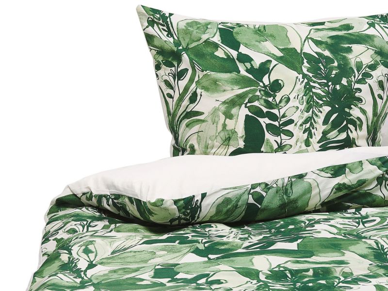 Komplet pościeli Wzór roślinny Greenwood 135x200 cm Bawełna satynowa Zielony 1 kpl