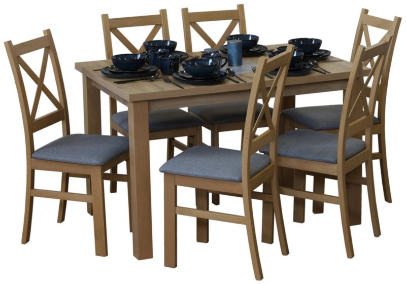 Komplet stół 120x80 z 6 krzesłami Bonni M008-6 Dąb Artisan 1 kpl.