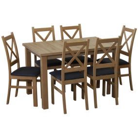 Komplet stół 120x80 z 6 krzesłami Bonni M011-6 Dąb Artisan 1 kpl.