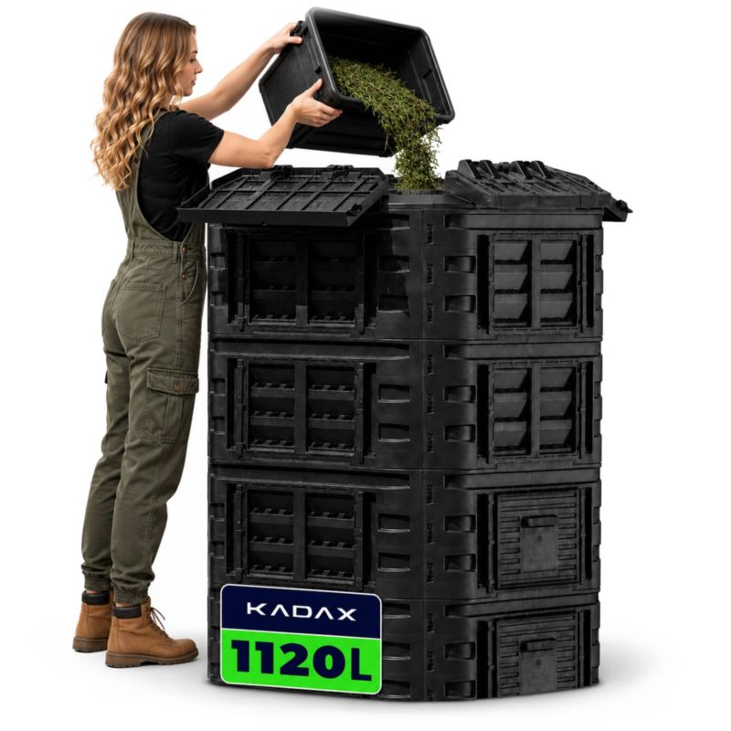 Kompostownik KADAX Czarny modułowy Ogrodowy mrozoodporny Na Nawóz Zbiornik 1120L 1szt.