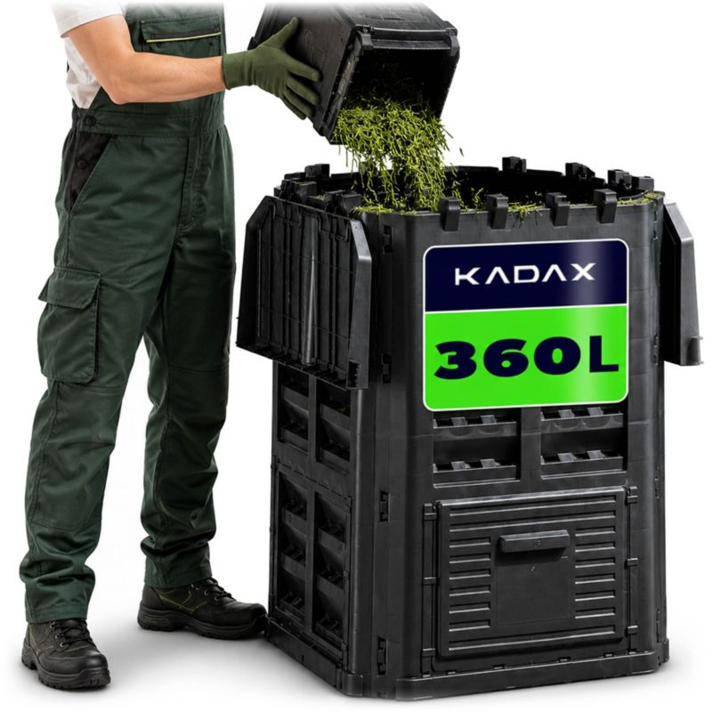 Kompostownik KADAX Czarny modułowy Ogrodowy mrozoodporny Na Nawóz Zbiornik 360L 1szt.
