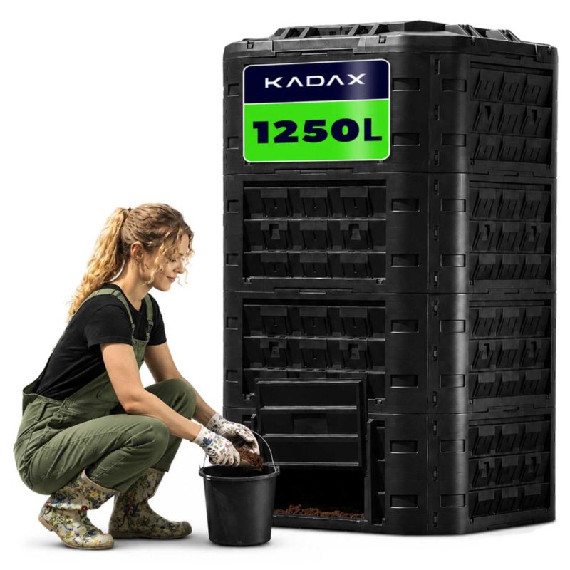 Kompostownik KADAX Czarny Ogrodowy modułowy mrozoodporny Na Nawóz Zbiornik 1250L 1szt.