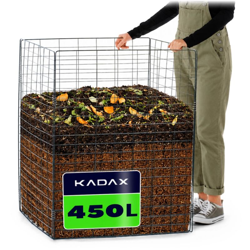 Kompostownik ogrodowy KADAX metalowy ciemnozielony 450L , 1 szt.