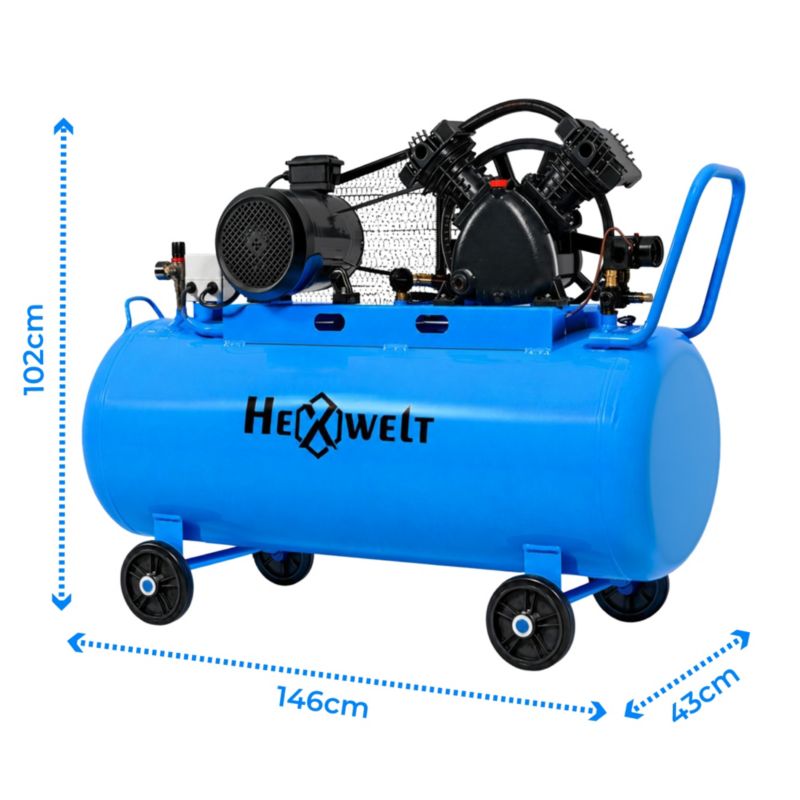 Kompresor olejowy HEXWELT 200L 5500W 8 Bar 730L/min 2-tłokowy sprężarka powietrza 1szt.