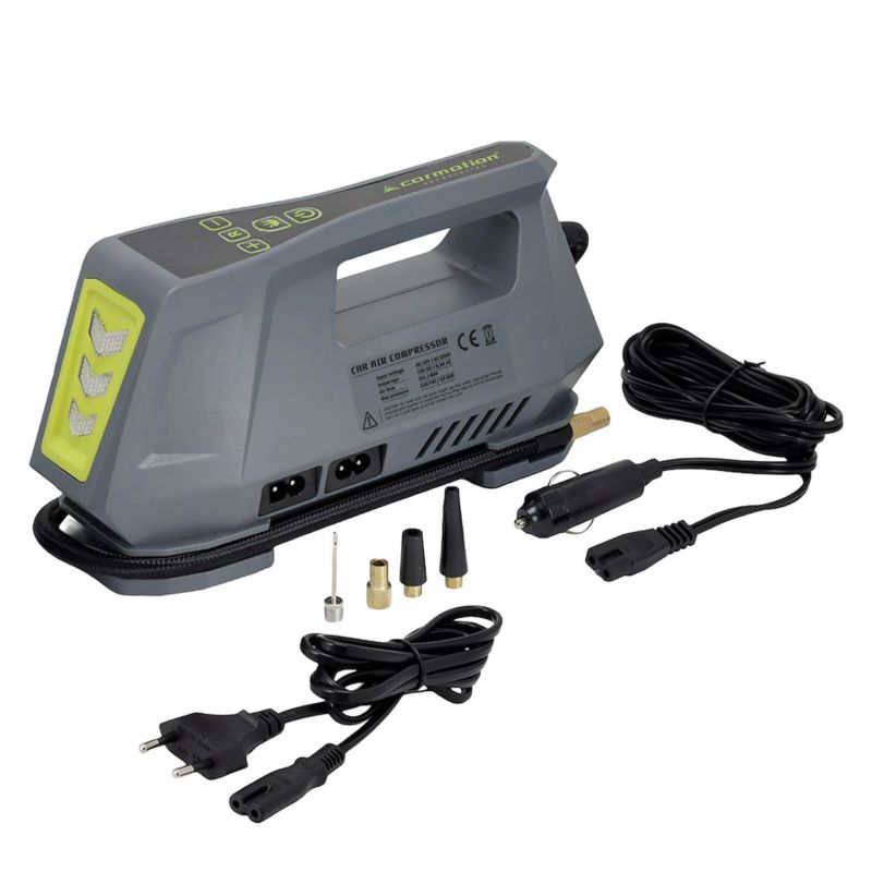 Kompresor powietrza DC 12V AC 230V 10 BAR, Carmotion, automatyczny z cyfrowym ciśnieniomierzem i latarką LED, 1 szt.