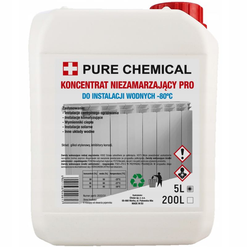Koncentrat do instalacji grzewczej c.o. Pure Chemical -80 stopni pro 5 l glikol etylenowy 1 szt.