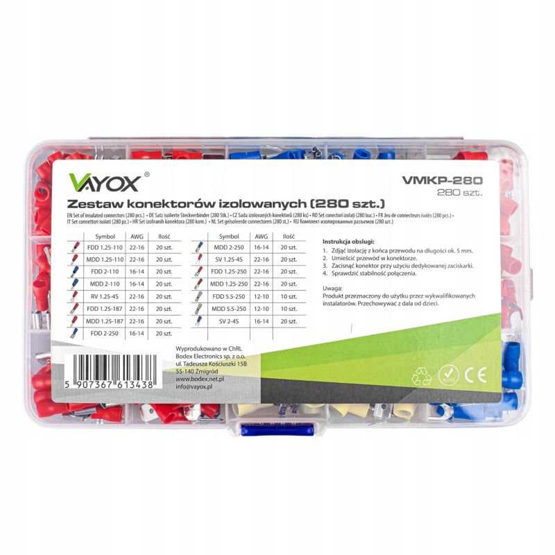 Konektory izolowane Vayox VMKP-280 mix 280szt. 1 kpl.