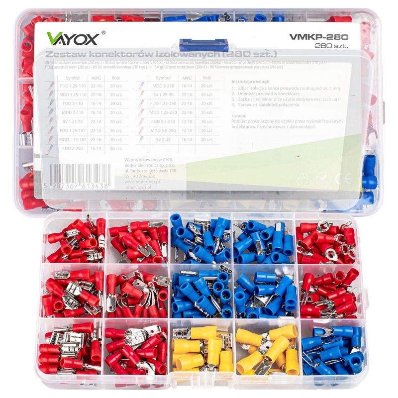 Konektory izolowane Vayox VMKP-280 mix 280szt. 1 kpl.