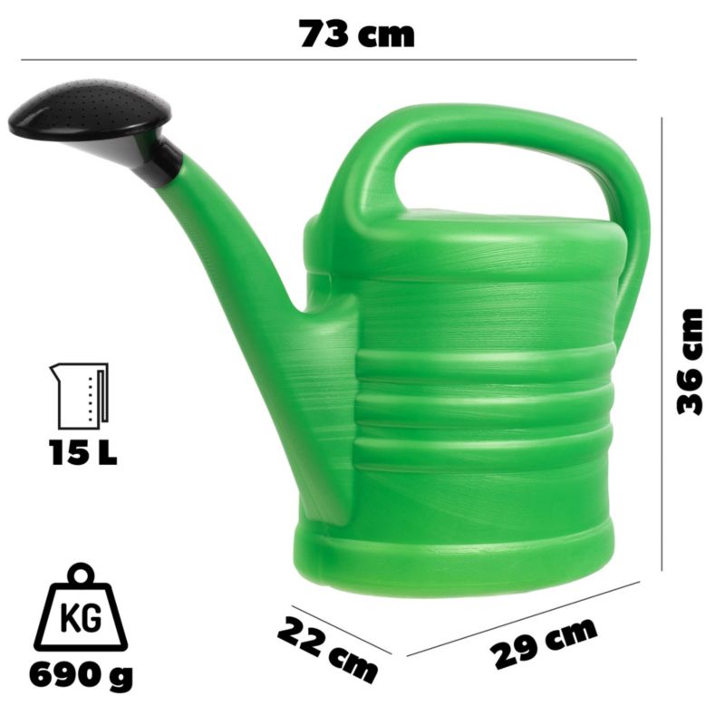 Konewka KADAX Ogrodowa 15L Do Podlewania Plastikowa Kwiatów Pojemna Uniwersalna 1szt.