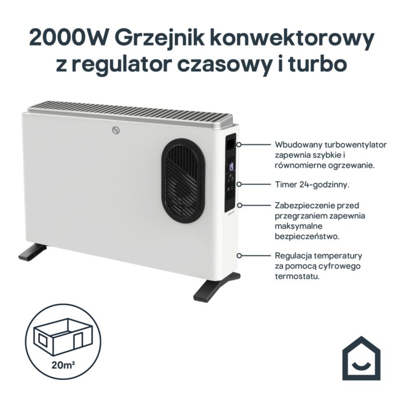 Konwektor GoodHome 2000 W turbo z programatorem
