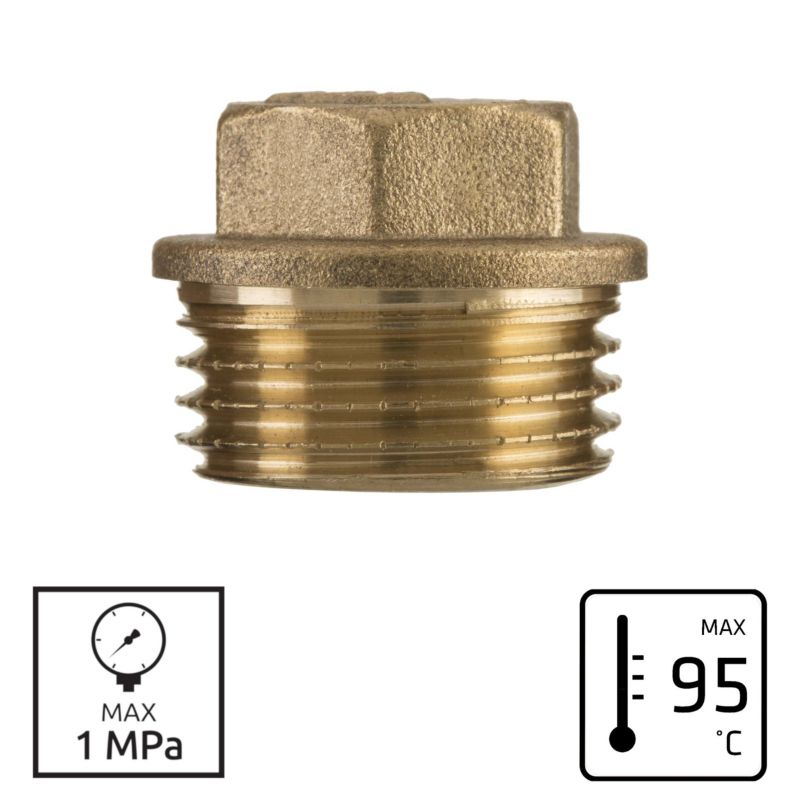Korek Hydrauliczny Zaślepka Mosiężna 95C 1MPa GZ 1" INVENA 1 szt.