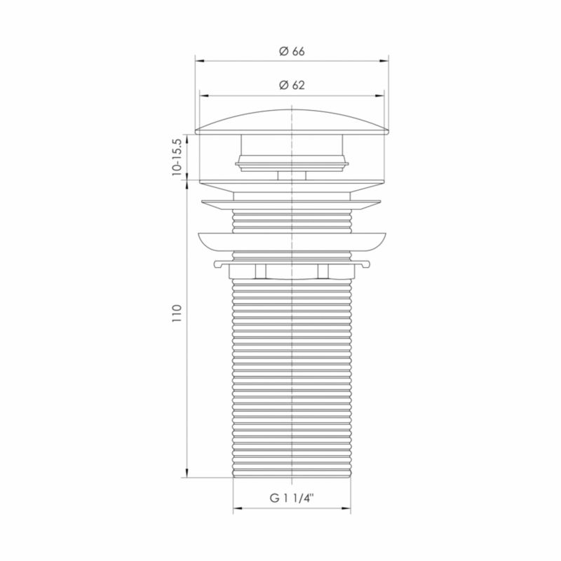 Korek umywalkowy klik-klak Tycner bez przelewu chrom L- 110 mm
