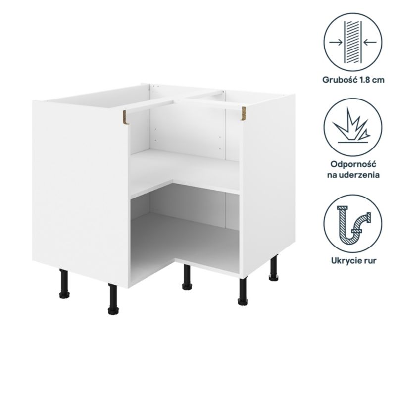 Korpus szafki kuchennej narożnej GoodHome Innovo 93 cm biały