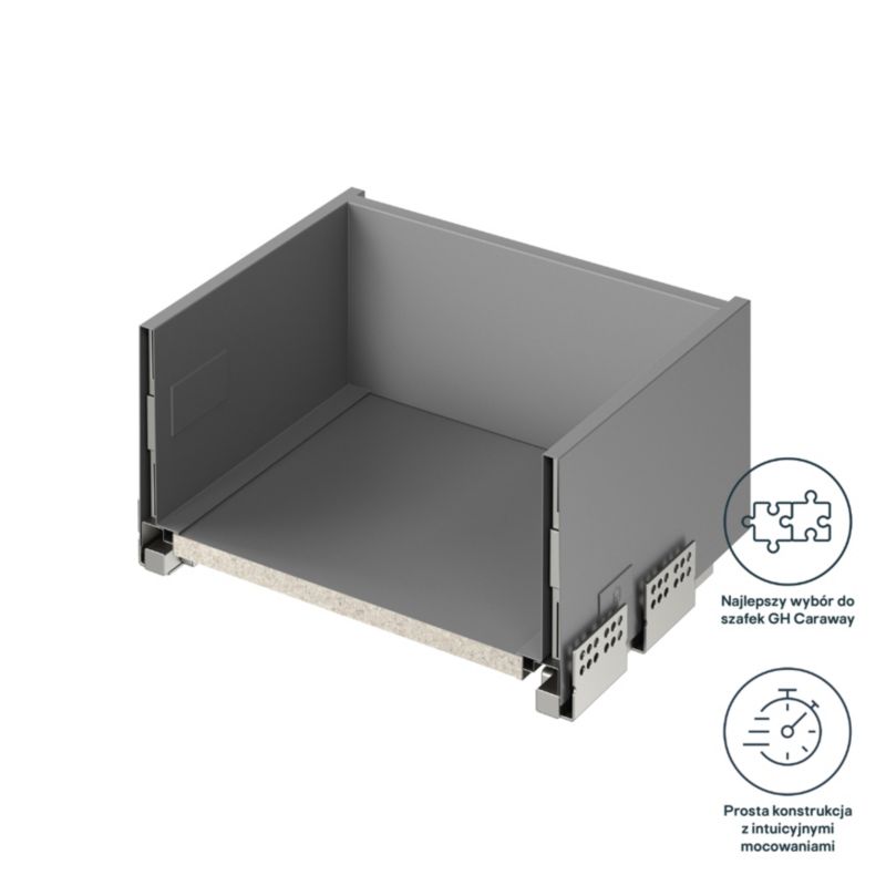 Korpus szuflady GoodHome slim głęboka 40 cm jasny szary