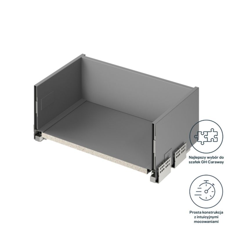 Korpus szuflady GoodHome slim głęboka 50 cm jasny szary