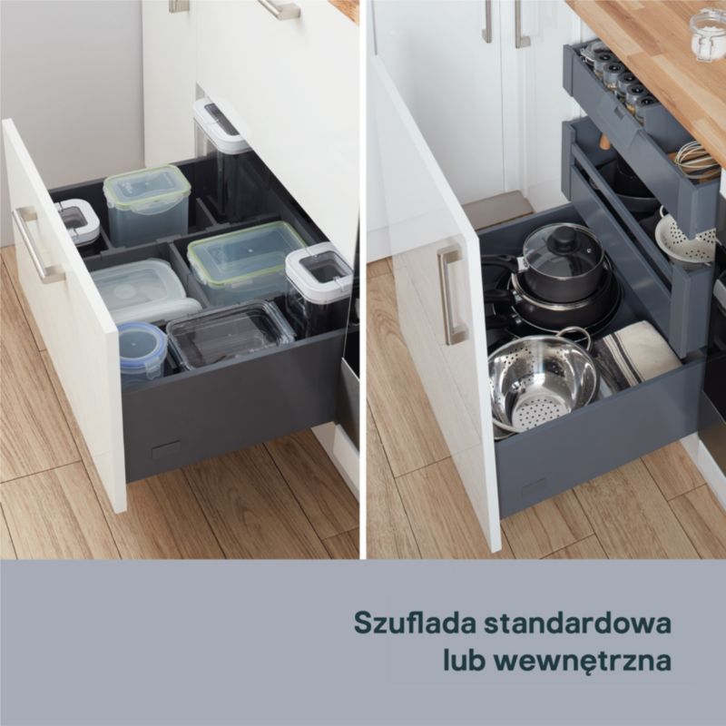 Korpus szuflady GoodHome slim głęboka 60 cm jasny szary