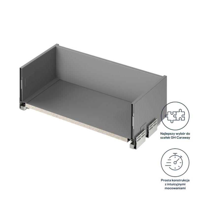 Korpus szuflady GoodHome slim głęboka 60 cm jasny szary
