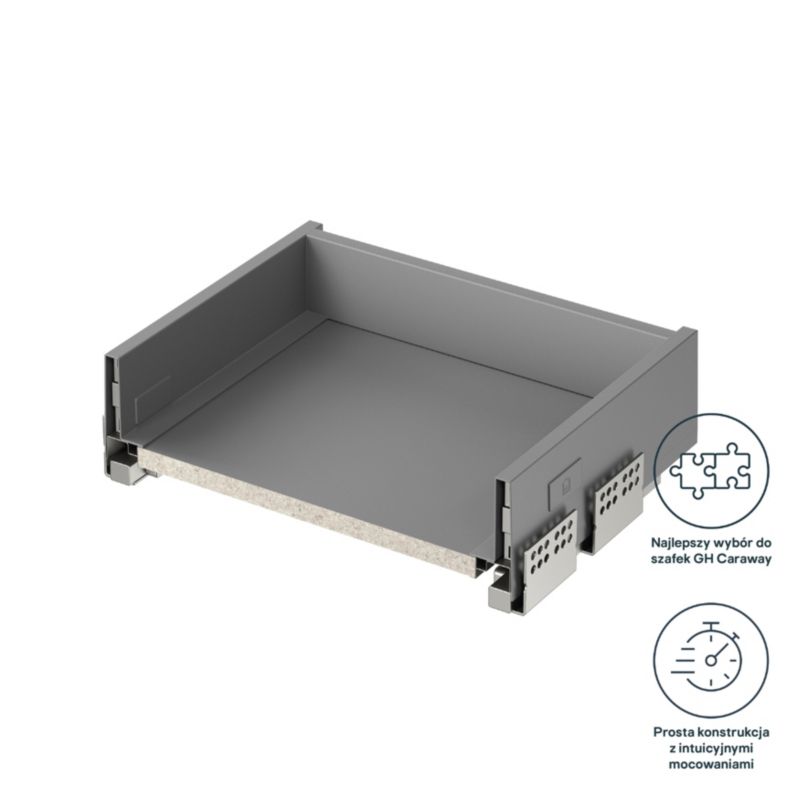 Korpus szuflady GoodHome slim standard 40 cm jasny szary
