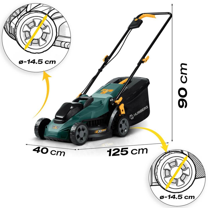 Kosiarka akumulatorowa Humberg HM-611 bezszczotkowa 500W Aku lekka 33cm zielona 1szt.