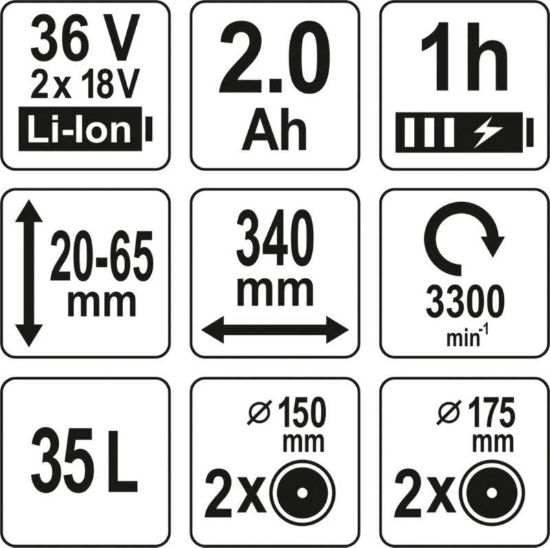 Kosiarka akumulatorowa Yato (2 x 18 V) 36 V 34C