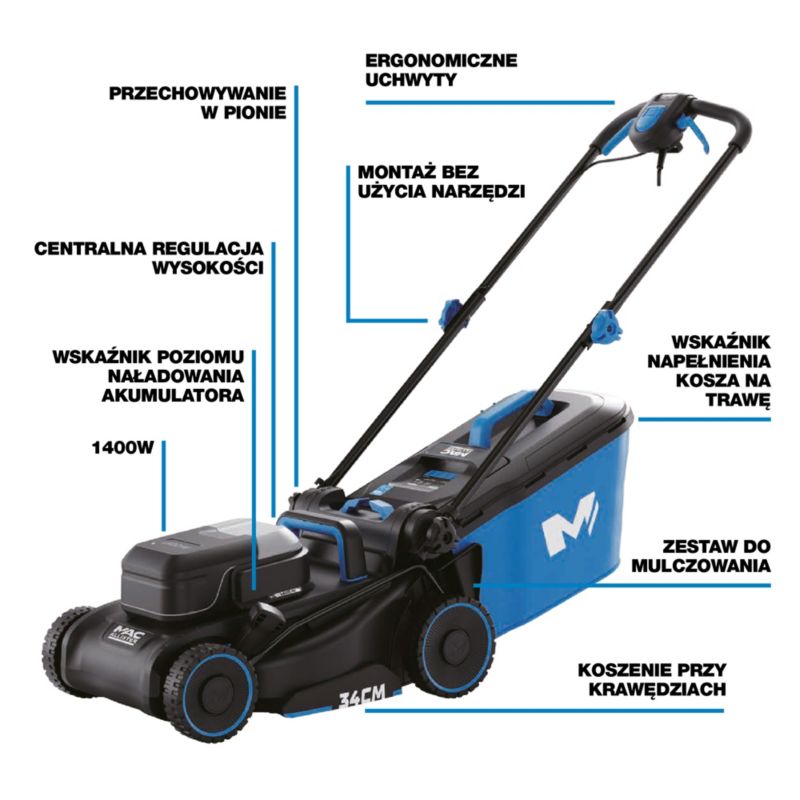 Kosiarka elektryczna Mac Allister 1400W 34cm