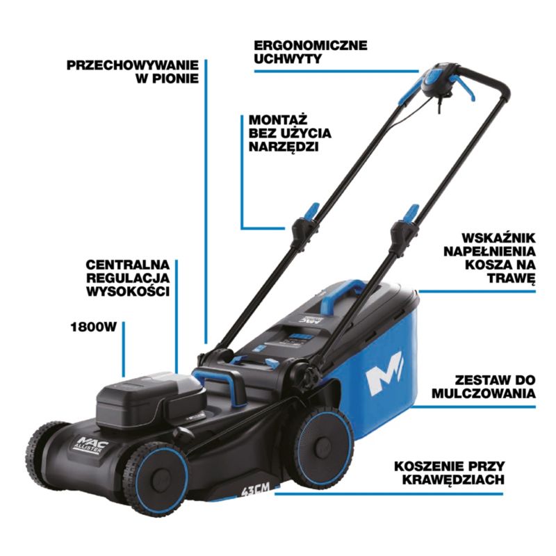 Kosiarka elektryczna Mac Allister 1800W 43cm