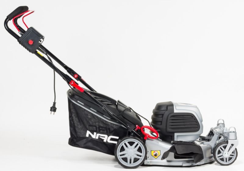 Kosiarka elektryczna NAC 46 cm indukcyjny 1800W kosz 50 l stalowa obudowa koła skrętne wyrzut mielenie centralna regulacja 1 szt.