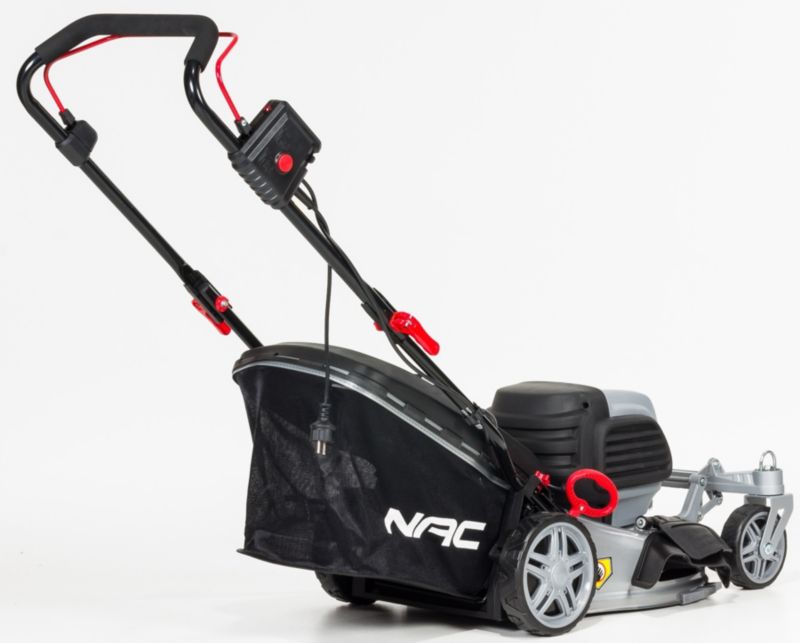 Kosiarka elektryczna NAC 46 cm indukcyjny 1800W kosz 50 l stalowa obudowa koła skrętne wyrzut mielenie centralna regulacja 1 szt.