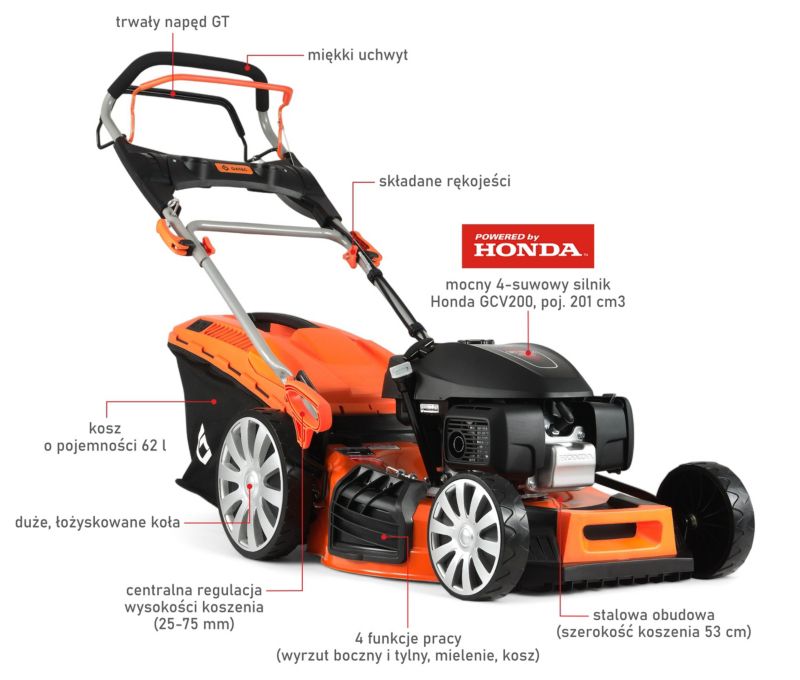 Kosiarka spalinowa, GATEC, GT 353 N KS H200, 62 litrów, 1 szt.