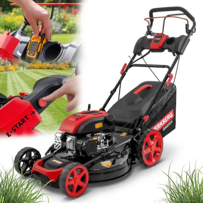 Kosiarka spalinowa Werkberg Garden 196CC napęd 51 cm kosz 60L z rozrusznikiem elektrycznym e-start mulczowanie 1szt.