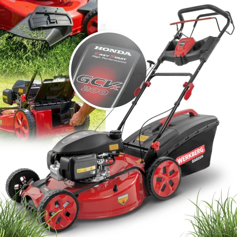 Kosiarka spalinowa Werkberg Garden 200CC napęd 56 cm kosz 60L silnik Honda mulczowanie 1szt.