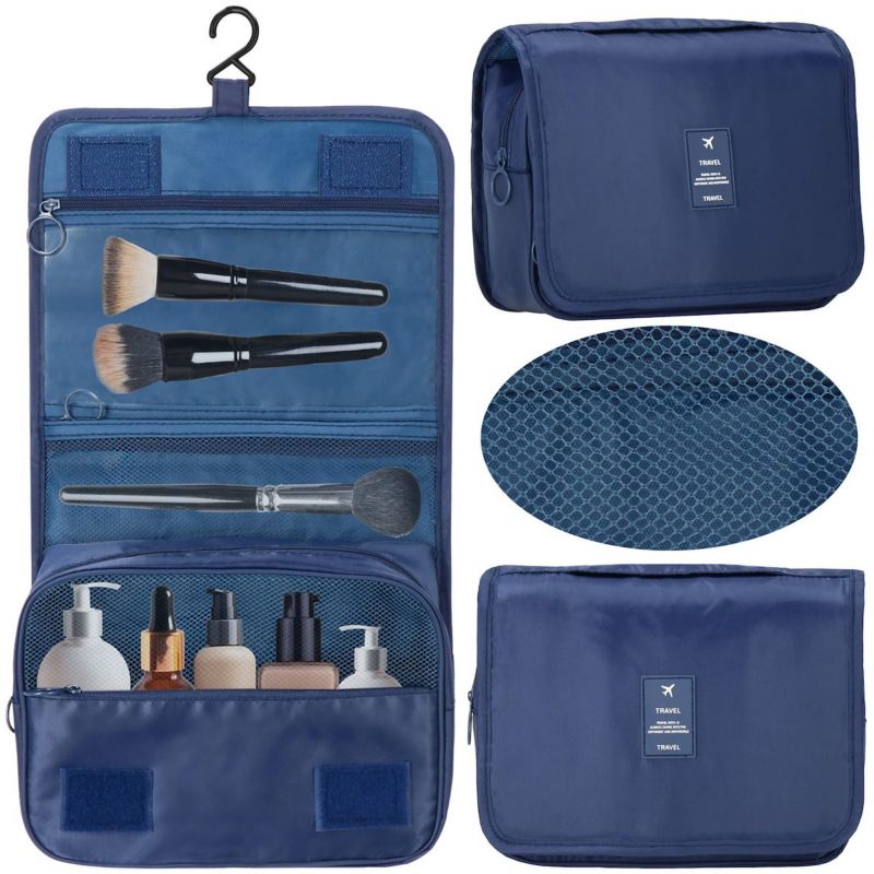 Kosmetyczka do samolotu Springos 23x19x9,5 cm organizer podróżny rozkładany granatowy 1 szt.