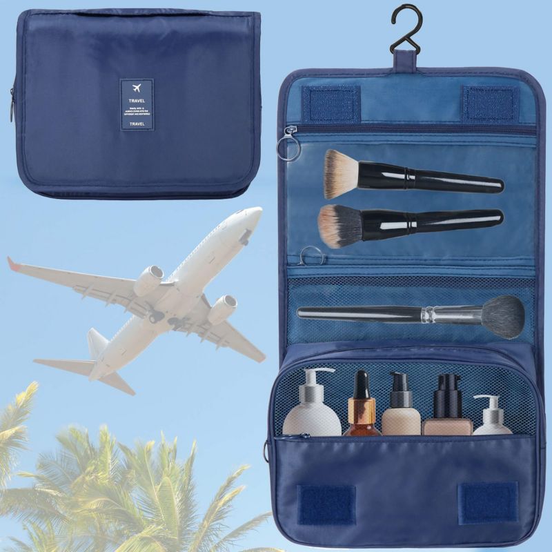 Kosmetyczka do samolotu Springos 23x19x9,5 cm organizer podróżny rozkładany granatowy 1 szt.