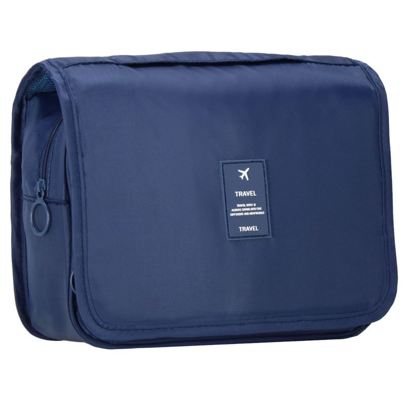 Kosmetyczka do samolotu Springos 23x19x9,5 cm organizer podróżny rozkładany granatowy 1 szt.