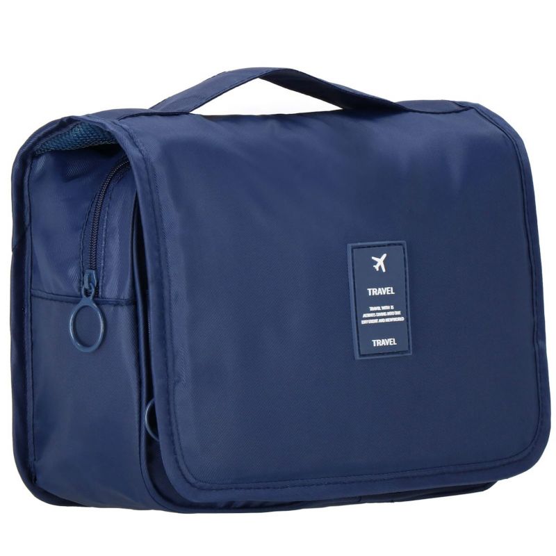 Kosmetyczka do samolotu Springos 23x19x9,5 cm organizer podróżny rozkładany granatowy 1 szt.