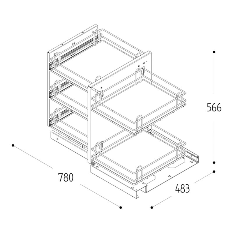 Kosz cargo GoodHome Perbe 100 cm narożny