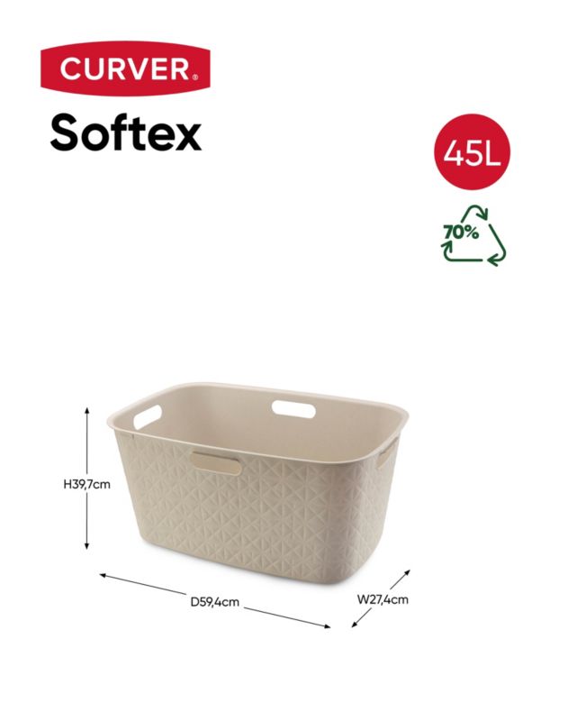 Kosz Curver Softex do magla 45 l kremowy