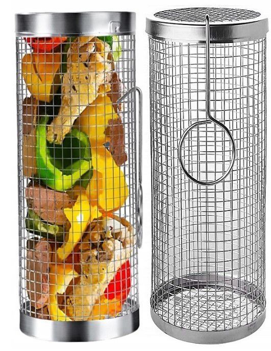 Kosz grillowy Mimport do grillowania warzyw frytek ruszt siatka obrotowa na grilla 30x9cm 2szt.