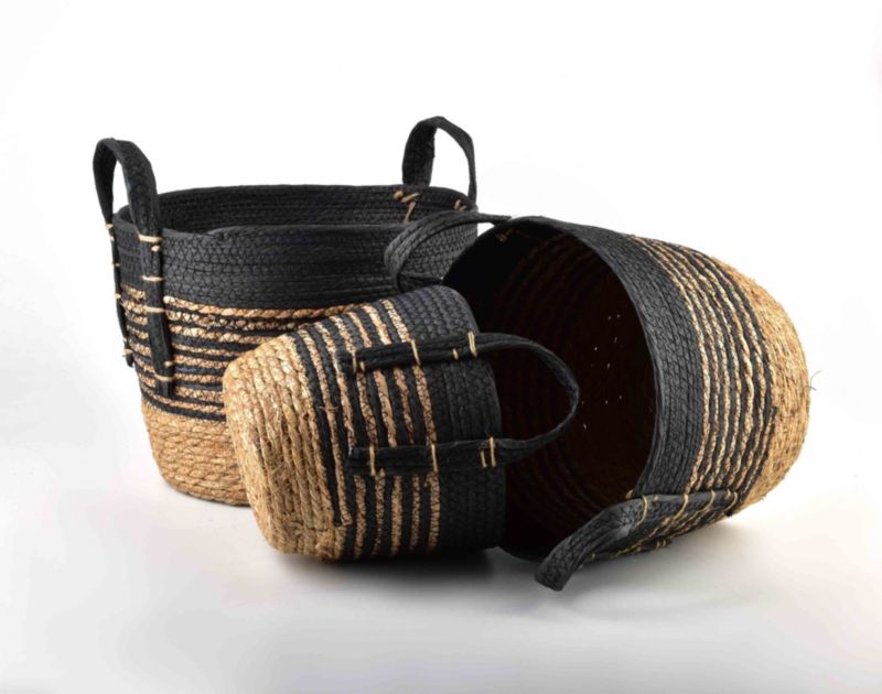 Kosz MONDEX BALI 33 x 33 x 26 cm czarno-beżowy 1 szt.