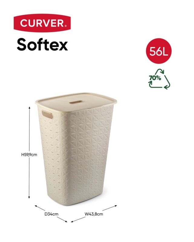 Kosz na bieliznę Curver Softex 56 l kremowy