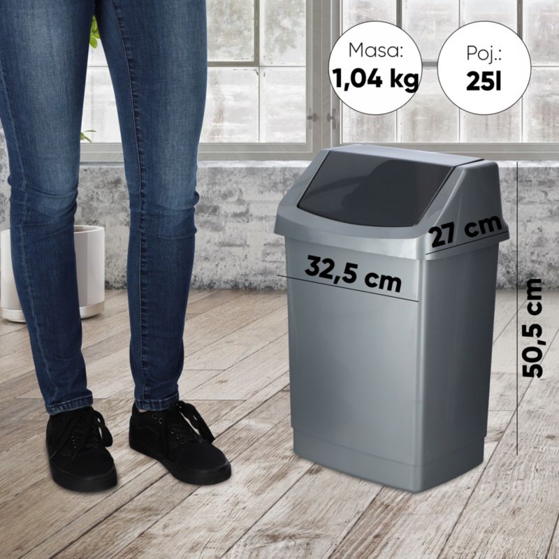 Kosz na śmieci Curver Click-IT 25L, grafit