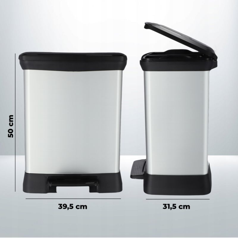 Kosz na śmieci Curver Deco Bin 10L + 18L, srebrny