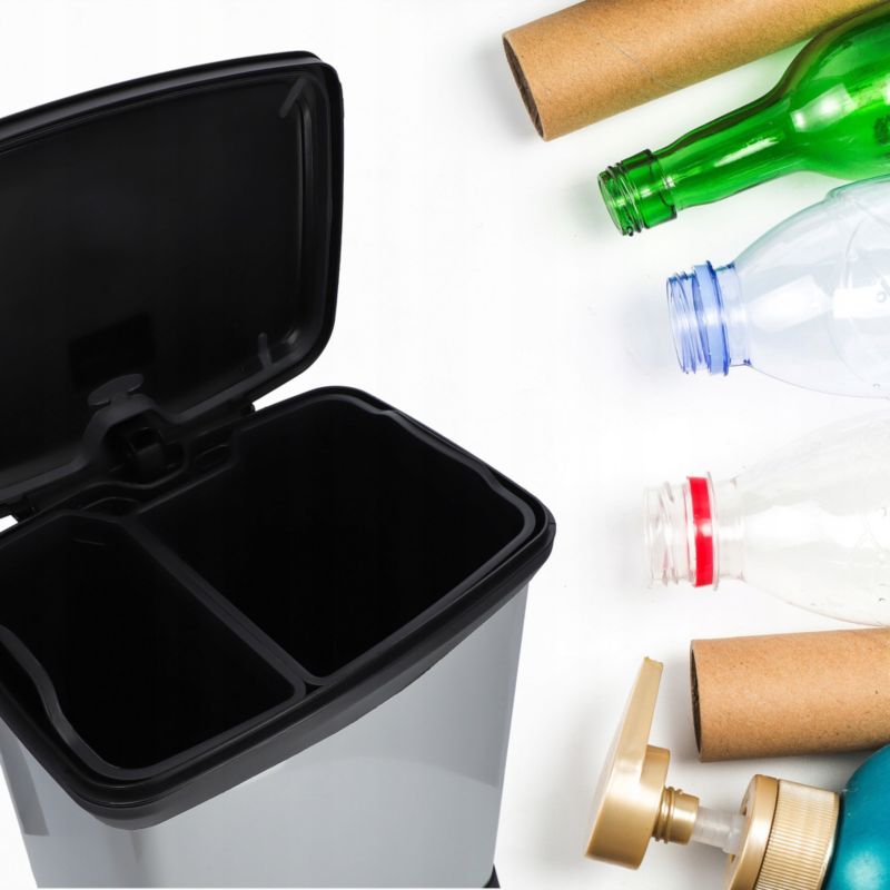 Kosz na śmieci Curver Deco Bin 10L + 18L, srebrny